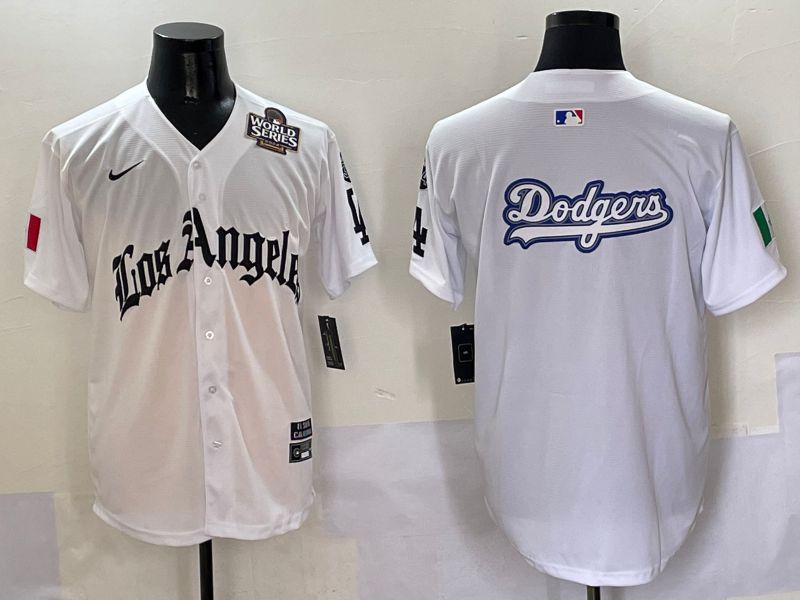Men Los Angeles Dodgers Blank White Five generations Joint Name 2025 Nike MLB Jersey style 17